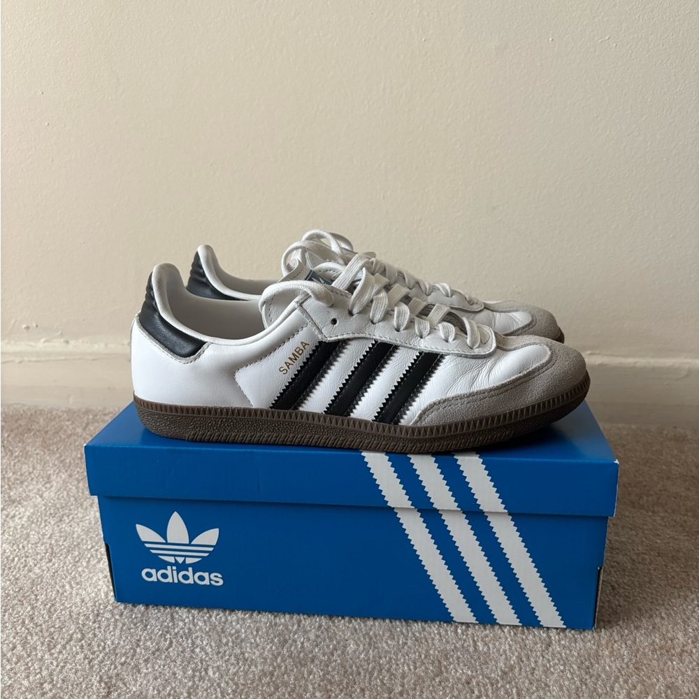 Adidas White Sneakers with Black Accents